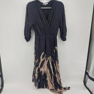 Young Fabulous  Broke Tie Dye Asymmetrical Faux Wrap Bohemian Maxi Dress